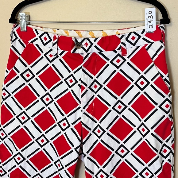 Loudmouth Geometric Patterned Golf Pants - Men's Size 32*27 - White Red - Picture 2 of 9